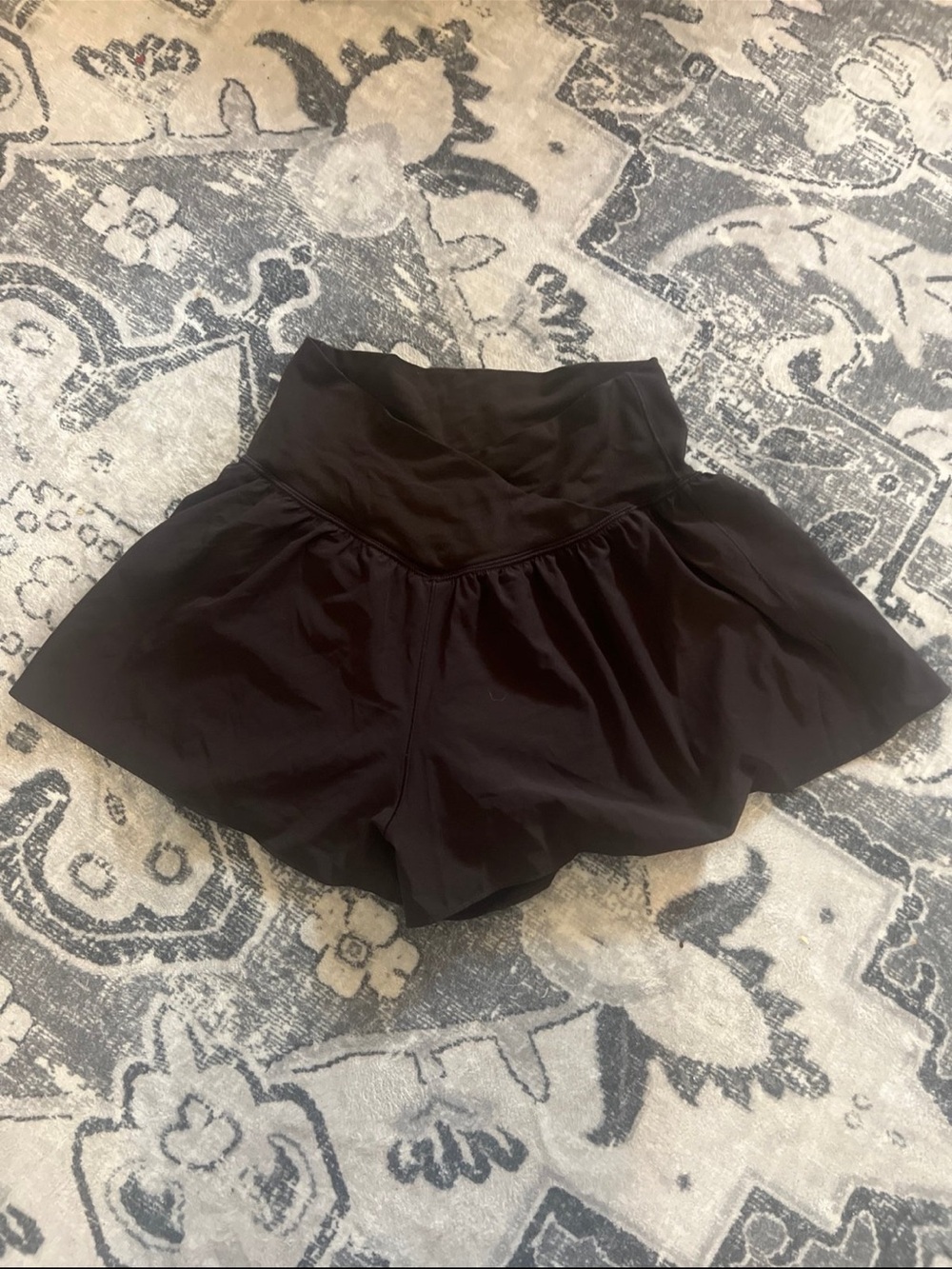 aerie Black High-Waist Athletic Skort-Style Shorts